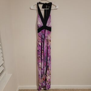 Y2k Pretty‎ Young Thing Maxi Dress Size 1x Purple Babydoll Halter Art